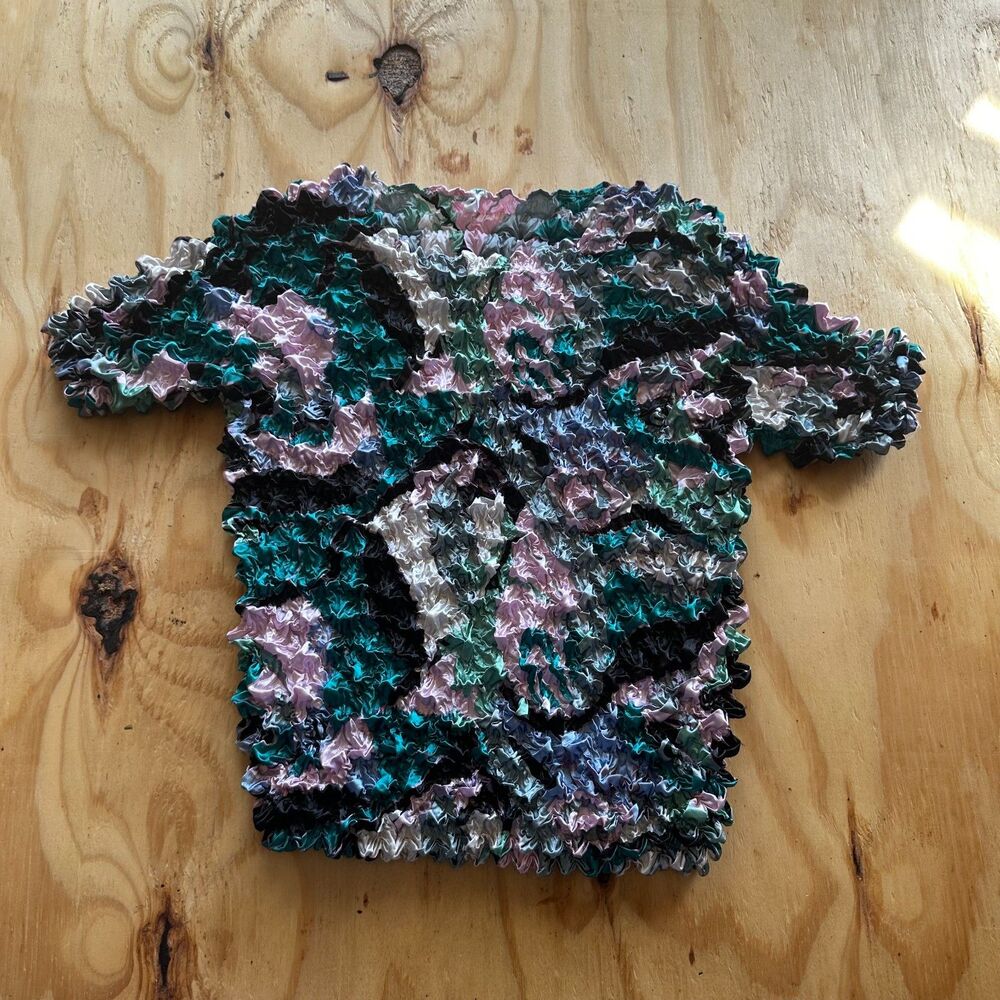 Vintage 90s Colorful Magic Bubble Popcorn Scrunch Top - OS